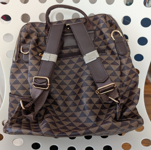Brown Geometric Pattern Backpack - Picture 2 of 5
